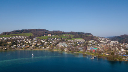 aerial view of beautiful lake