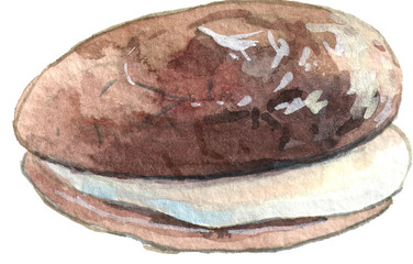 hot coffee, tea pair, watercolor elements hand-painted, elements for design high resolution