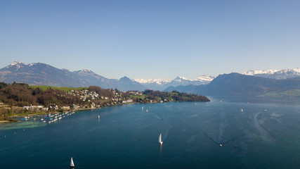 Obraz premium aerial view of beautiful lake