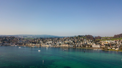 aerial view of beautiful lake