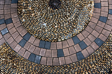 Stone for Foot Massage, Pebble on Cement Path, Walk Therapy Relaxation