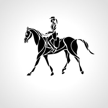 recommend clip art: Horse race. Equestrian sport. Silhouette of racing with jockey