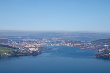 Naklejka premium aerial view of beautiful lake
