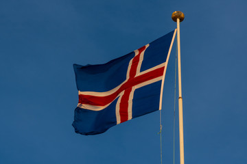 Icelandic Flag on a flag pole