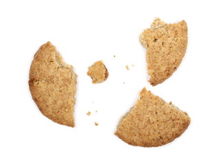 Round whole wheat biscuits with raisins isolated on white background, top view