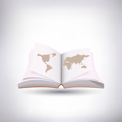 open book and world map