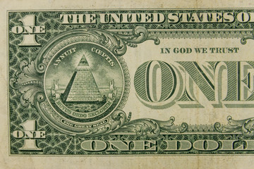Macro shot of one dollar banknote
