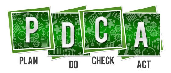PDCA - Plan Do Check Act Green Business Texture Blocks 