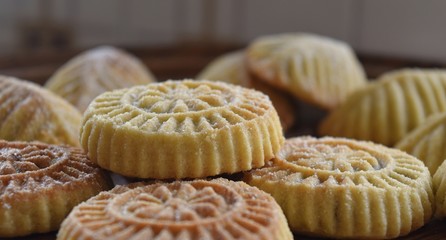 close up on a sweet arabic pastry called Maamoul  prepared for easter Time in Lebanon