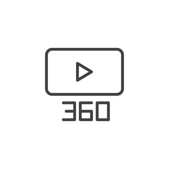360 degree video content outline icon. linear style sign for mobile concept and web design. Video play button simple line vector icon. Symbol, logo illustration. Pixel perfect vector graphics