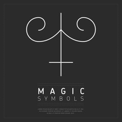 White lines creating ornamental design of magic symbol on dark web background