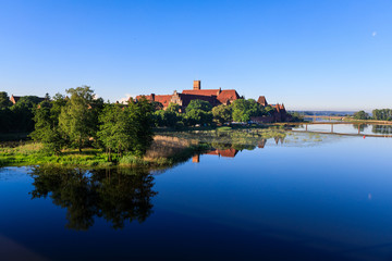 Fototapeta na wymiar Tranquility scene of Teutonic Castle in Malbork in morning