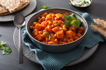 sweet potato and chickpea curry with naan bread