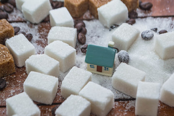 Toy house and sugar