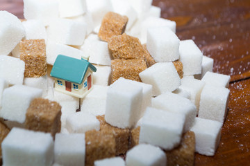 Toy house and sugar