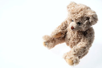 Teddy bear isolated with copy space on white background