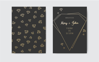invitation card with diamonds . Vector illustration.