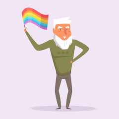 Old gay with flag LGBTQ