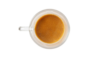 Espresso coffee isolated on a white background, top view