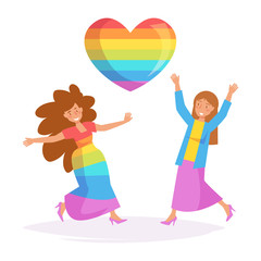 Lesbians dancing LGBTQ Vector.