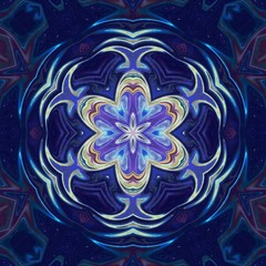 Abstract oil painting style artwork. Mystic pictorial art. Magic sacred geometry. Meditative indian mandala. Feng shui and yoga traditional design pattern. Fantasy fractal symmetric creative print.