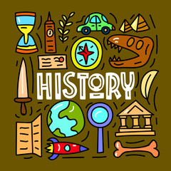 History. Subject concept.Lettering card. Vector illustration