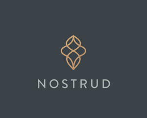 Abstract premium linear vector logotype. Motion wave flow logo symbol.
