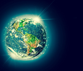 Earth from Space. Best Internet Concept of global business. Elements of this image furnished by NASA. 3D illustration