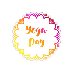 Yoga bright background. Template with mandala in acid color for banners, sites of spiritual development, posters.