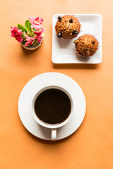 Insect food in a banana cupcake with black coffee