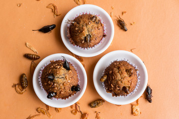 Banana cupcakes with insect foods