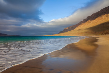 Amazing beach on the Lanzarote Island, Canary Islands, Spain. Travel destination