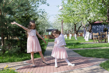Girls playing in the yard