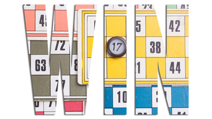 WIN word with tombola cards