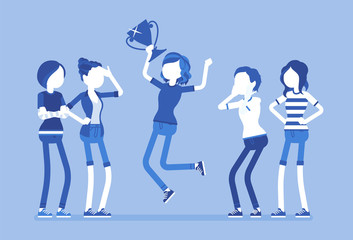 Female winner and envious friends