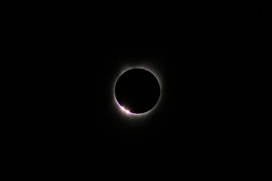 USA. Idaho. Idaho Falls. Rexburg. Total eclipse of the sun of August 21, 2017. Just before the totality: the diamond.