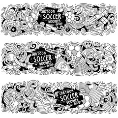 Cartoon vector doodles Football banners compositions