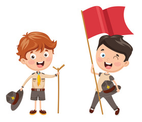 Vector Illustration Of Kids Camping