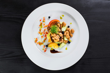 Dish with beans and vegetables