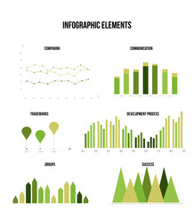 Eco Nature Green Infographic Vector Flowchart, Rate Elements Set. Diagram, Pie Chart Statistic Bar Timeline Business Success Plan Design. Global Nature Rate, Info Chart, Data Inforgaphic Document.