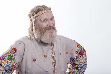 Slavic man in a beautiful national shirt