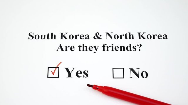 Concept of War Or Friendship And Nuclear Talks Deal Between South Korea And North Korea