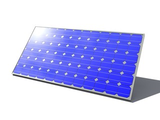 3D rendering. Solar panel with sun glare isolated on white background. Alternative energy.
