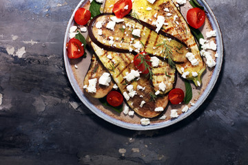 grilled eggplants seasoned with olive oil, garlic and mint