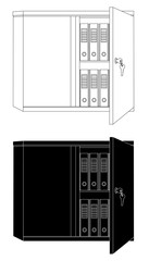 Filing cabinet set over white background vector eps 10