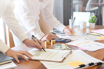 Teamwork of finance business people meeting in office.