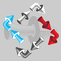 A set of volumetric arrows for designating directions of movement