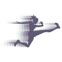 Black greased silhouette of a jumping woman, triathlon