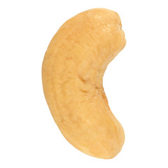 cashew isolated on white background, close-up, macro