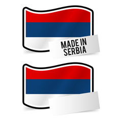 Made in Serbia Flag and white empty Paper. Esp10 Vector.